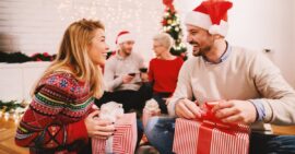 couple opening gifts