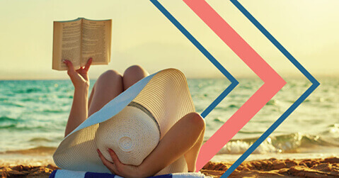 Woman reading on beach