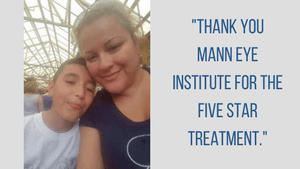 Thank You Mann Eye Institute for the Five Star treatment